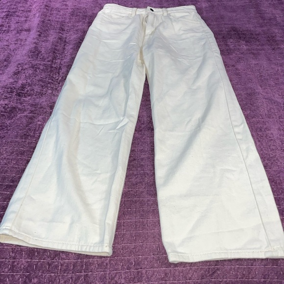 DAZY wide leg capri cropped beach summer pants white size medium - Picture 1 of 8